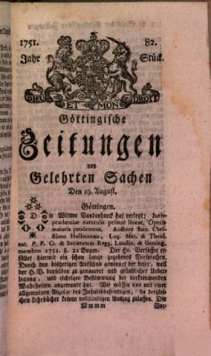 Göttingische Zeitungen von gelehrten Sachen Thursday 19. August 1751
