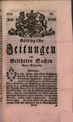 Göttingische Zeitungen von gelehrten Sachen Donnerstag 2. September 1751