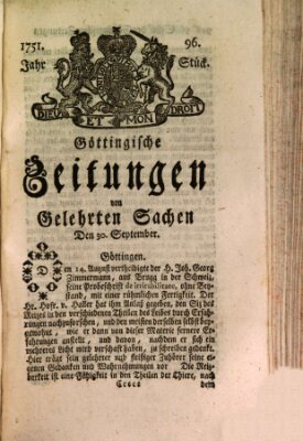 Göttingische Zeitungen von gelehrten Sachen Donnerstag 30. September 1751