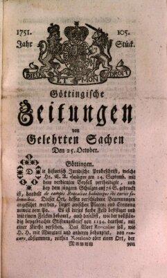 Göttingische Zeitungen von gelehrten Sachen Montag 25. Oktober 1751