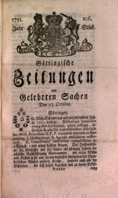 Göttingische Zeitungen von gelehrten Sachen Donnerstag 28. Oktober 1751