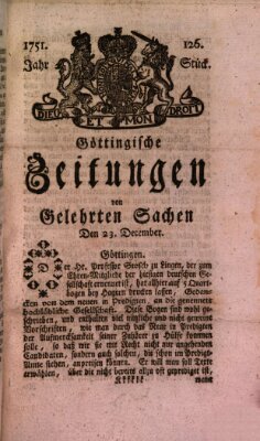 Göttingische Zeitungen von gelehrten Sachen Donnerstag 23. Dezember 1751