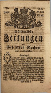 Göttingische Zeitungen von gelehrten Sachen Donnerstag 30. Dezember 1751