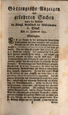 Göttingische Anzeigen von gelehrten Sachen (Göttingische Zeitungen von gelehrten Sachen) Donnerstag 11. Januar 1753