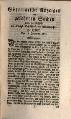 Göttingische Anzeigen von gelehrten Sachen (Göttingische Zeitungen von gelehrten Sachen) Donnerstag 18. Januar 1753