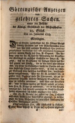 Göttingische Anzeigen von gelehrten Sachen (Göttingische Zeitungen von gelehrten Sachen) Samstag 20. Januar 1753