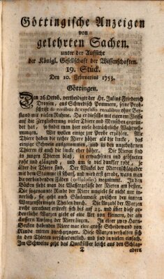 Göttingische Anzeigen von gelehrten Sachen (Göttingische Zeitungen von gelehrten Sachen) Samstag 10. Februar 1753