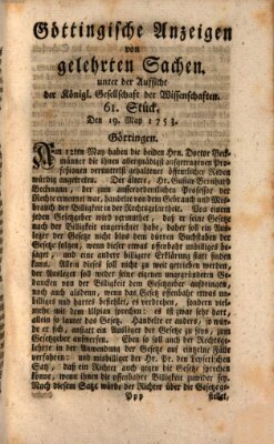 Göttingische Anzeigen von gelehrten Sachen (Göttingische Zeitungen von gelehrten Sachen) Samstag 19. Mai 1753