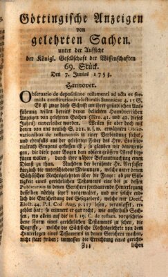 Göttingische Anzeigen von gelehrten Sachen (Göttingische Zeitungen von gelehrten Sachen) Donnerstag 7. Juni 1753