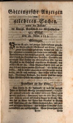 Göttingische Anzeigen von gelehrten Sachen (Göttingische Zeitungen von gelehrten Sachen) Donnerstag 26. Juli 1753