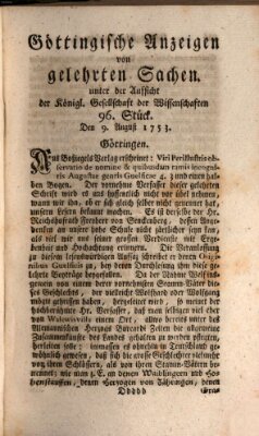 Göttingische Anzeigen von gelehrten Sachen (Göttingische Zeitungen von gelehrten Sachen) Donnerstag 9. August 1753