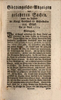 Göttingische Anzeigen von gelehrten Sachen (Göttingische Zeitungen von gelehrten Sachen) Donnerstag 30. August 1753