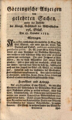 Göttingische Anzeigen von gelehrten Sachen (Göttingische Zeitungen von gelehrten Sachen) Donnerstag 27. Dezember 1753