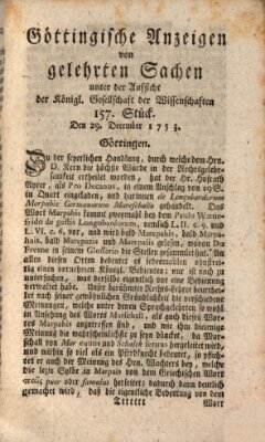 Göttingische Anzeigen von gelehrten Sachen (Göttingische Zeitungen von gelehrten Sachen) Samstag 29. Dezember 1753