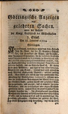 Göttingische Anzeigen von gelehrten Sachen (Göttingische Zeitungen von gelehrten Sachen) Donnerstag 17. Januar 1754