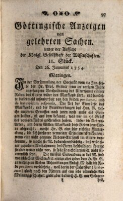 Göttingische Anzeigen von gelehrten Sachen (Göttingische Zeitungen von gelehrten Sachen) Samstag 26. Januar 1754