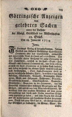 Göttingische Anzeigen von gelehrten Sachen (Göttingische Zeitungen von gelehrten Sachen) Montag 28. Januar 1754