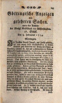 Göttingische Anzeigen von gelehrten Sachen (Göttingische Zeitungen von gelehrten Sachen) Samstag 9. Februar 1754