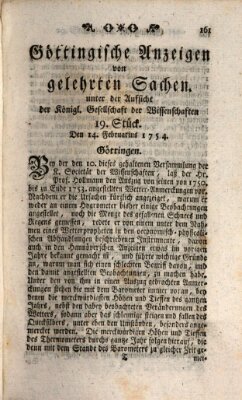 Göttingische Anzeigen von gelehrten Sachen (Göttingische Zeitungen von gelehrten Sachen) Donnerstag 14. Februar 1754