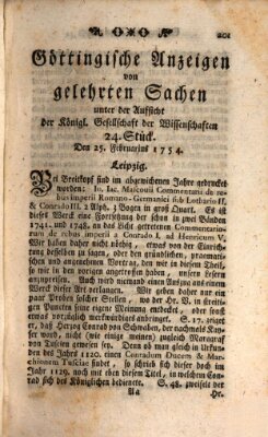 Göttingische Anzeigen von gelehrten Sachen (Göttingische Zeitungen von gelehrten Sachen) Montag 25. Februar 1754