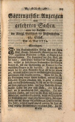 Göttingische Anzeigen von gelehrten Sachen (Göttingische Zeitungen von gelehrten Sachen) Donnerstag 16. Mai 1754