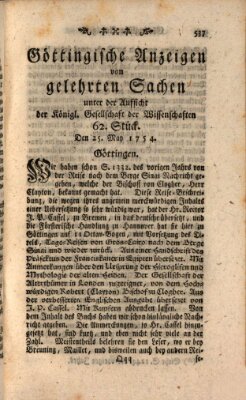 Göttingische Anzeigen von gelehrten Sachen (Göttingische Zeitungen von gelehrten Sachen) Samstag 25. Mai 1754