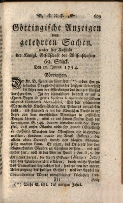 Göttingische Anzeigen von gelehrten Sachen (Göttingische Zeitungen von gelehrten Sachen) Monday 10. June 1754