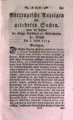 Göttingische Anzeigen von gelehrten Sachen (Göttingische Zeitungen von gelehrten Sachen) Samstag 6. Juli 1754