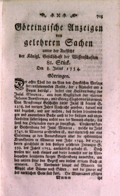 Göttingische Anzeigen von gelehrten Sachen (Göttingische Zeitungen von gelehrten Sachen) Montag 8. Juli 1754