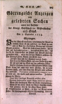 Göttingische Anzeigen von gelehrten Sachen (Göttingische Zeitungen von gelehrten Sachen) Samstag 7. September 1754