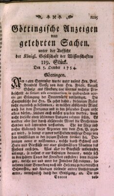 Göttingische Anzeigen von gelehrten Sachen (Göttingische Zeitungen von gelehrten Sachen) Samstag 5. Oktober 1754