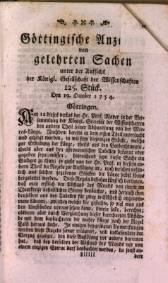 Göttingische Anzeigen von gelehrten Sachen (Göttingische Zeitungen von gelehrten Sachen) Samstag 19. Oktober 1754