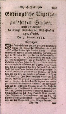 Göttingische Anzeigen von gelehrten Sachen (Göttingische Zeitungen von gelehrten Sachen) Montag 9. Dezember 1754