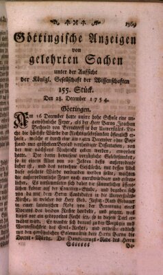 Göttingische Anzeigen von gelehrten Sachen (Göttingische Zeitungen von gelehrten Sachen) Samstag 28. Dezember 1754