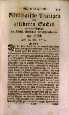 Göttingische Anzeigen von gelehrten Sachen (Göttingische Zeitungen von gelehrten Sachen) Donnerstag 24. Juli 1755