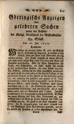 Göttingische Anzeigen von gelehrten Sachen (Göttingische Zeitungen von gelehrten Sachen) Samstag 26. Juli 1755