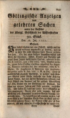 Göttingische Anzeigen von gelehrten Sachen (Göttingische Zeitungen von gelehrten Sachen) Montag 28. Juli 1755