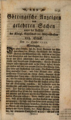 Göttingische Anzeigen von gelehrten Sachen (Göttingische Zeitungen von gelehrten Sachen) Montag 13. Oktober 1755