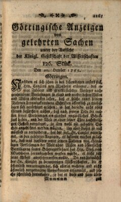 Göttingische Anzeigen von gelehrten Sachen (Göttingische Zeitungen von gelehrten Sachen) Montag 20. Oktober 1755