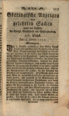 Göttingische Anzeigen von gelehrten Sachen (Göttingische Zeitungen von gelehrten Sachen) Donnerstag 23. Oktober 1755