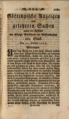 Göttingische Anzeigen von gelehrten Sachen (Göttingische Zeitungen von gelehrten Sachen) Samstag 25. Oktober 1755