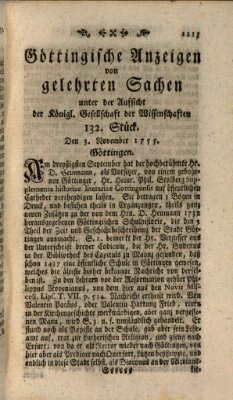 Göttingische Anzeigen von gelehrten Sachen (Göttingische Zeitungen von gelehrten Sachen) Montag 3. November 1755