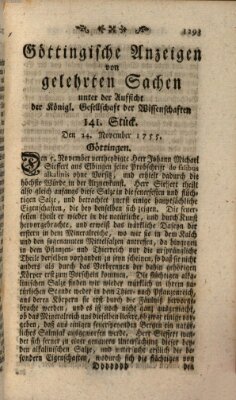 Göttingische Anzeigen von gelehrten Sachen (Göttingische Zeitungen von gelehrten Sachen) Montag 24. November 1755