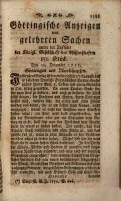 Göttingische Anzeigen von gelehrten Sachen (Göttingische Zeitungen von gelehrten Sachen) Donnerstag 18. Dezember 1755