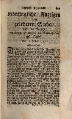 Göttingische Anzeigen von gelehrten Sachen (Göttingische Zeitungen von gelehrten Sachen) Montag 18. Juli 1757