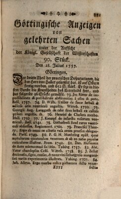 Göttingische Anzeigen von gelehrten Sachen (Göttingische Zeitungen von gelehrten Sachen) Donnerstag 28. Juli 1757