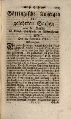 Göttingische Anzeigen von gelehrten Sachen (Göttingische Zeitungen von gelehrten Sachen) Montag 19. September 1757