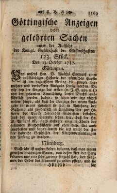 Göttingische Anzeigen von gelehrten Sachen (Göttingische Zeitungen von gelehrten Sachen) Donnerstag 13. Oktober 1757