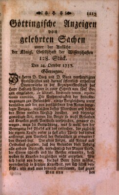 Göttingische Anzeigen von gelehrten Sachen (Göttingische Zeitungen von gelehrten Sachen) Montag 24. Oktober 1757