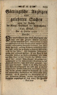 Göttingische Anzeigen von gelehrten Sachen (Göttingische Zeitungen von gelehrten Sachen) Samstag 29. Oktober 1757